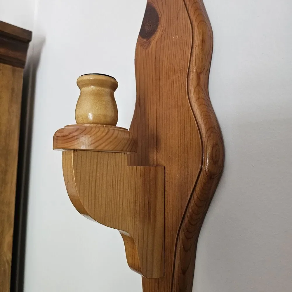 Pair of Large Rustic Wooden Wall Sconce 23